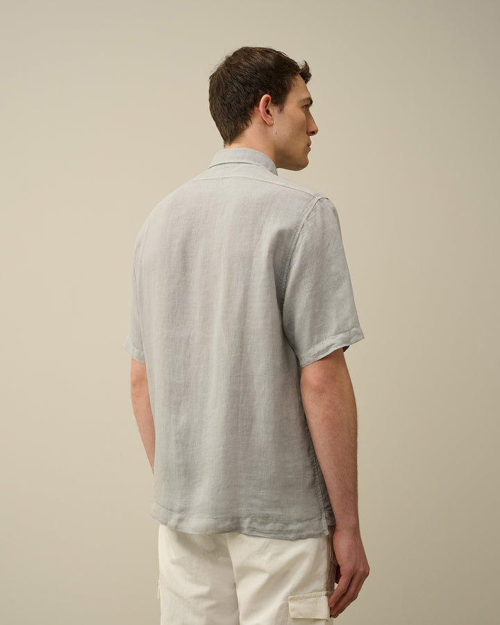 Linen Short Sleeve Shirt - Drizzle grey