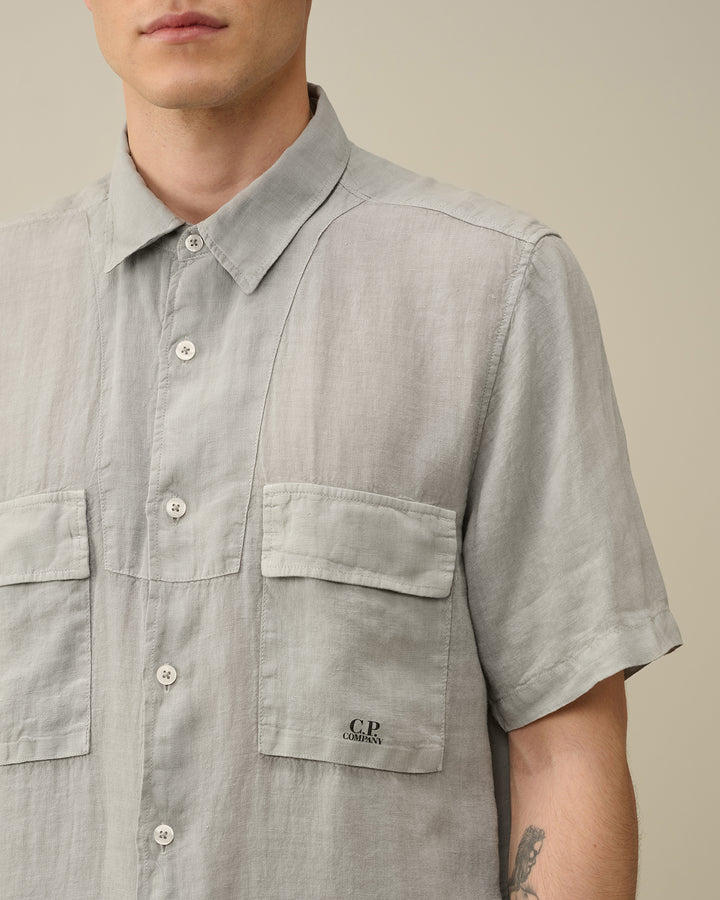 Linen Short Sleeve Shirt - Drizzle grey