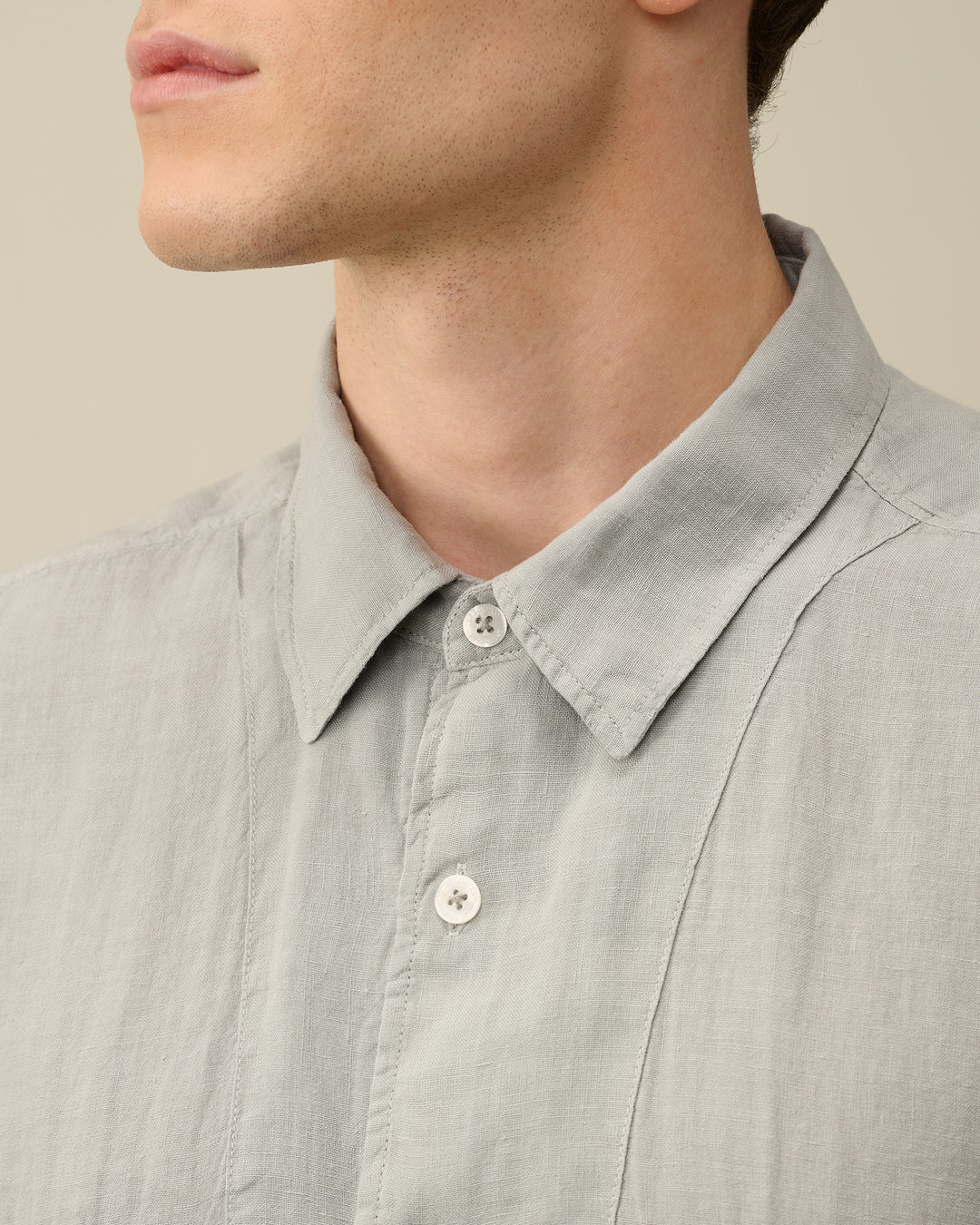 Linen Short Sleeve Shirt - Drizzle grey