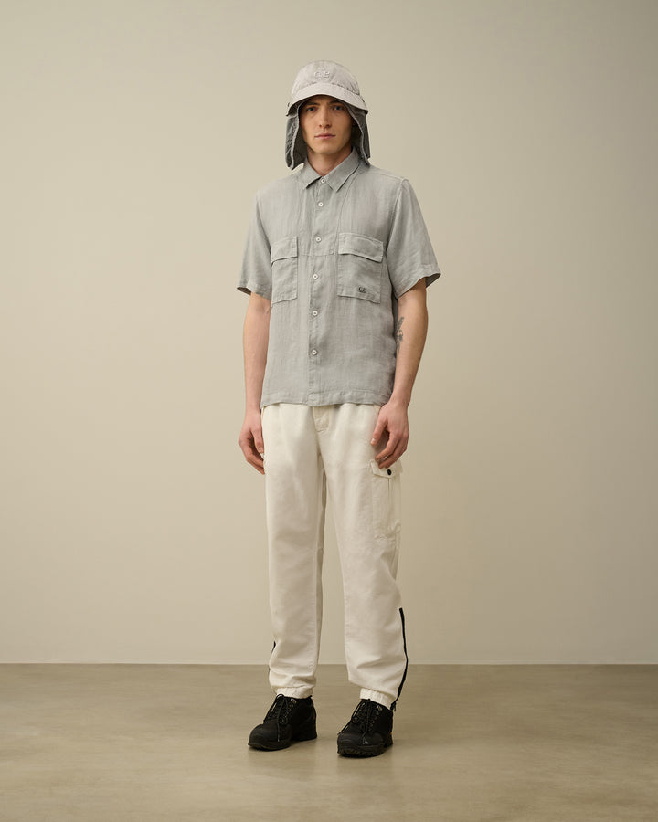 Linen Short Sleeve Shirt - Drizzle grey