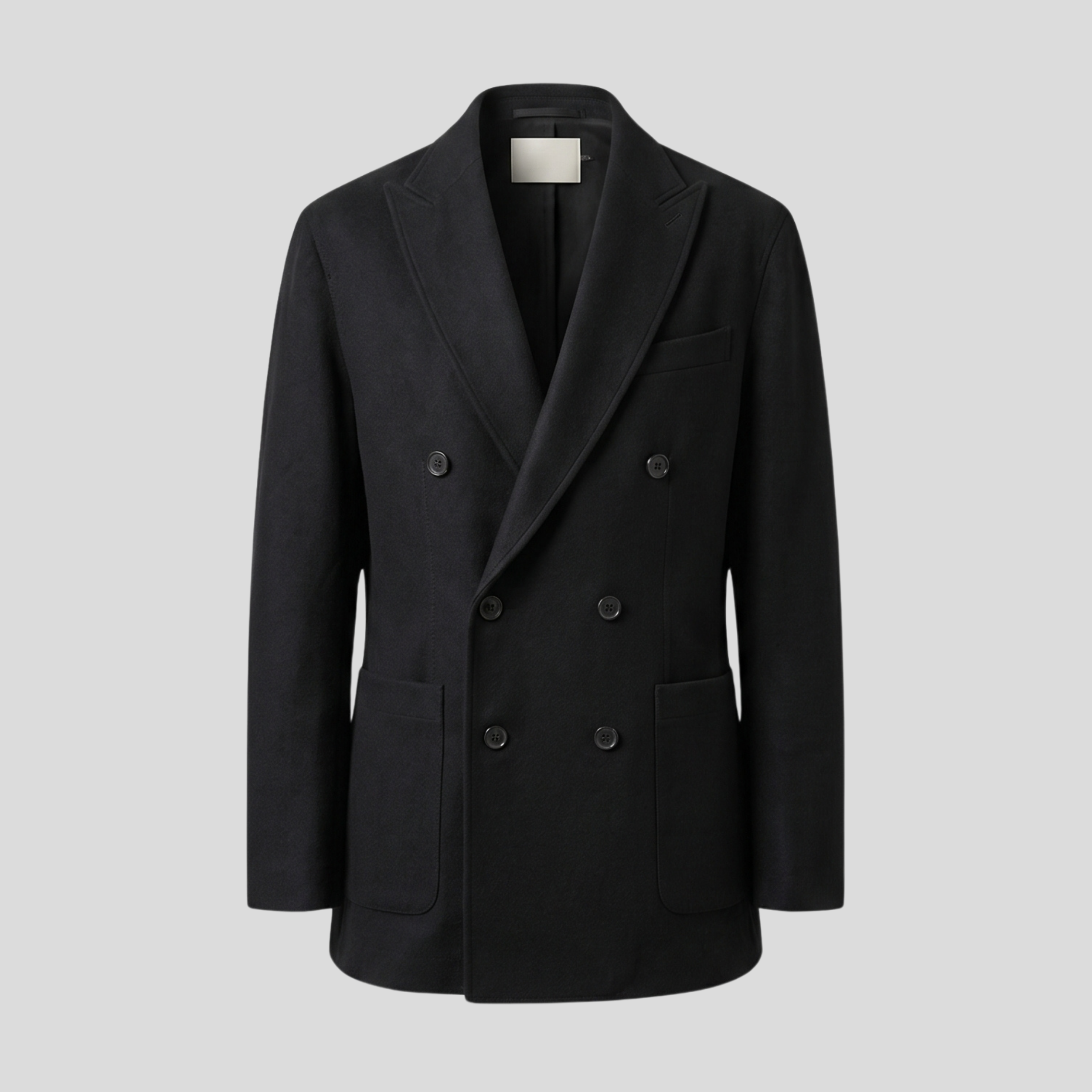 DOUBLE-BREASTED WOOL BLAZER - BLACK