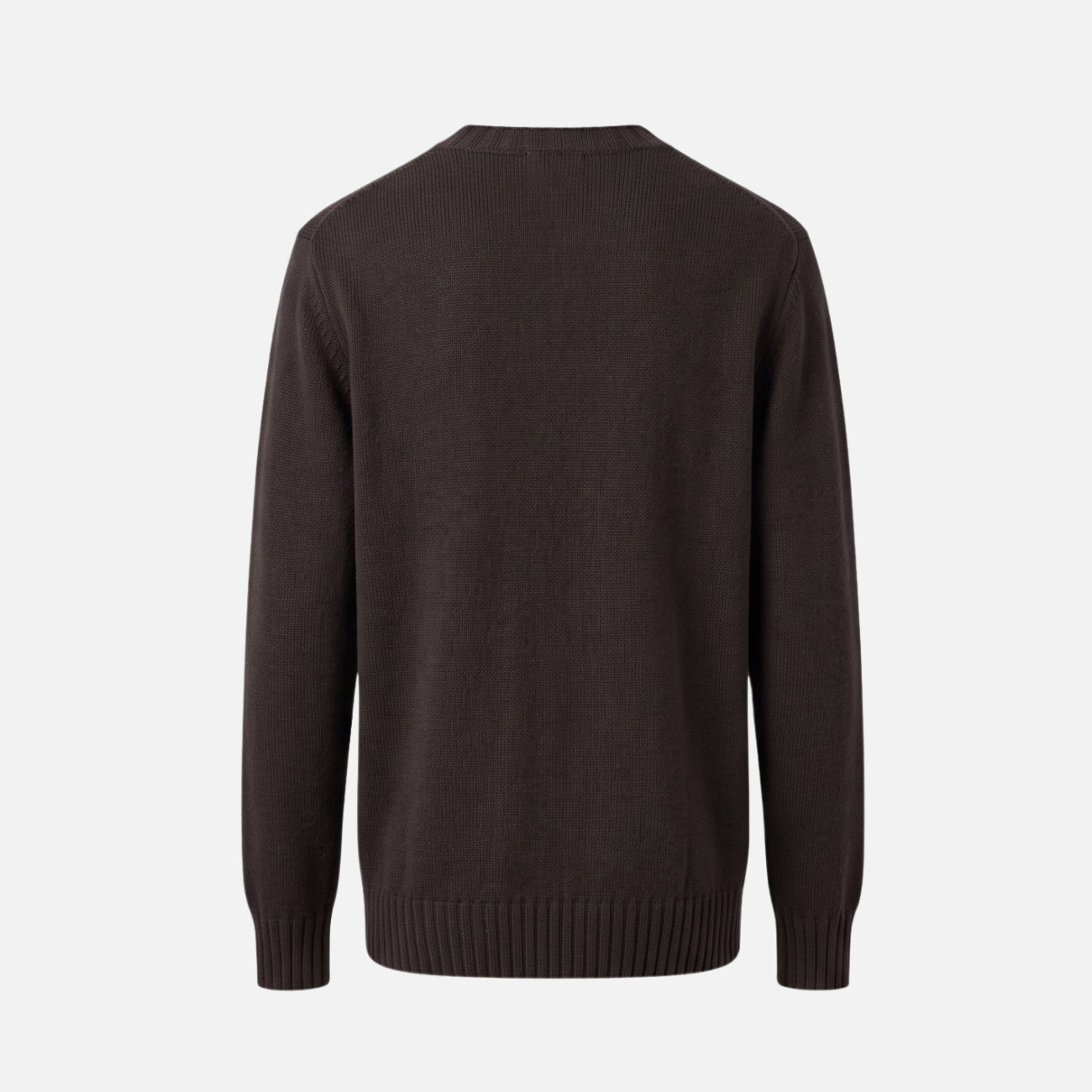 VIRGIN WOOL CREWNECK SWEATER -  BROWN