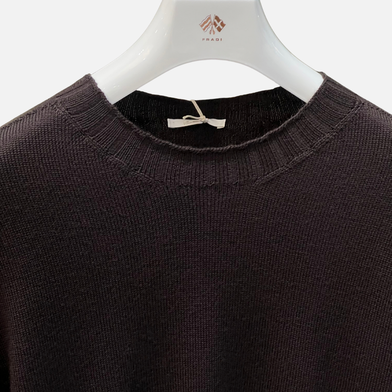 VIRGIN WOOL CREWNECK SWEATER -  BROWN