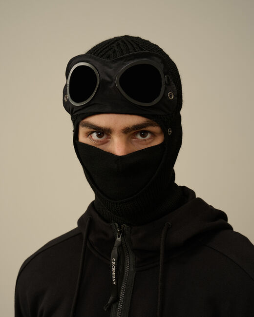 Extra Fine Merino Wool Goggle Balaclava - BLACK