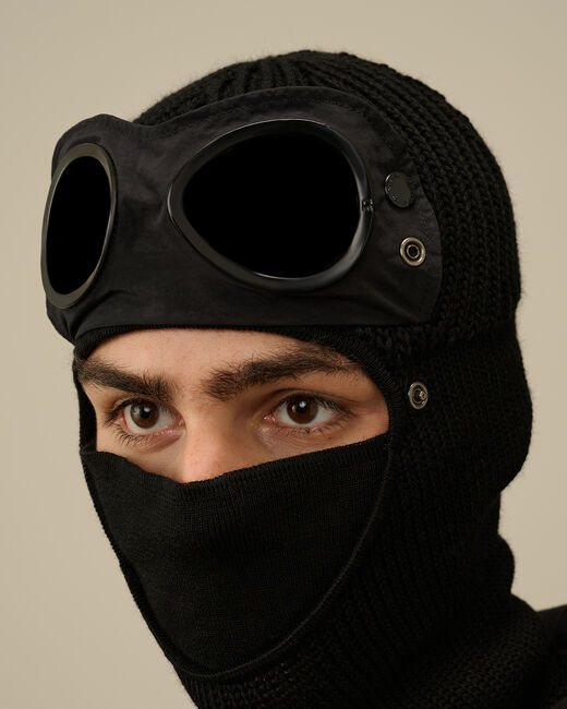 Extra Fine Merino Wool Goggle Balaclava - BLACK