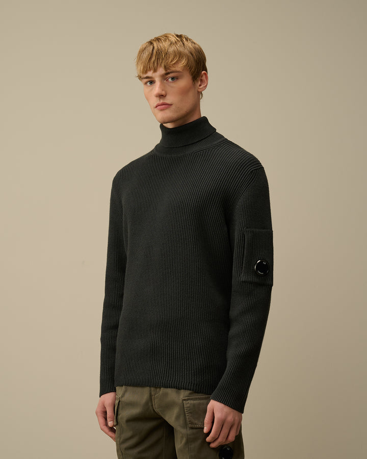 Full Rib Turtleneck Knit - BLACK SAND