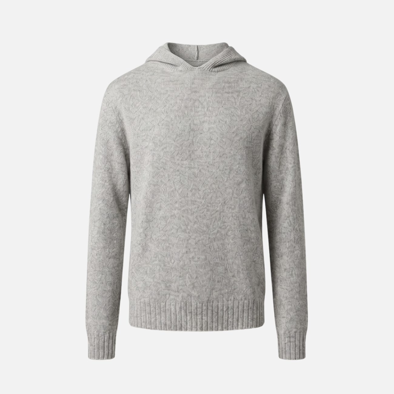 WOOL KNIT HOODIE - GREY/MILK