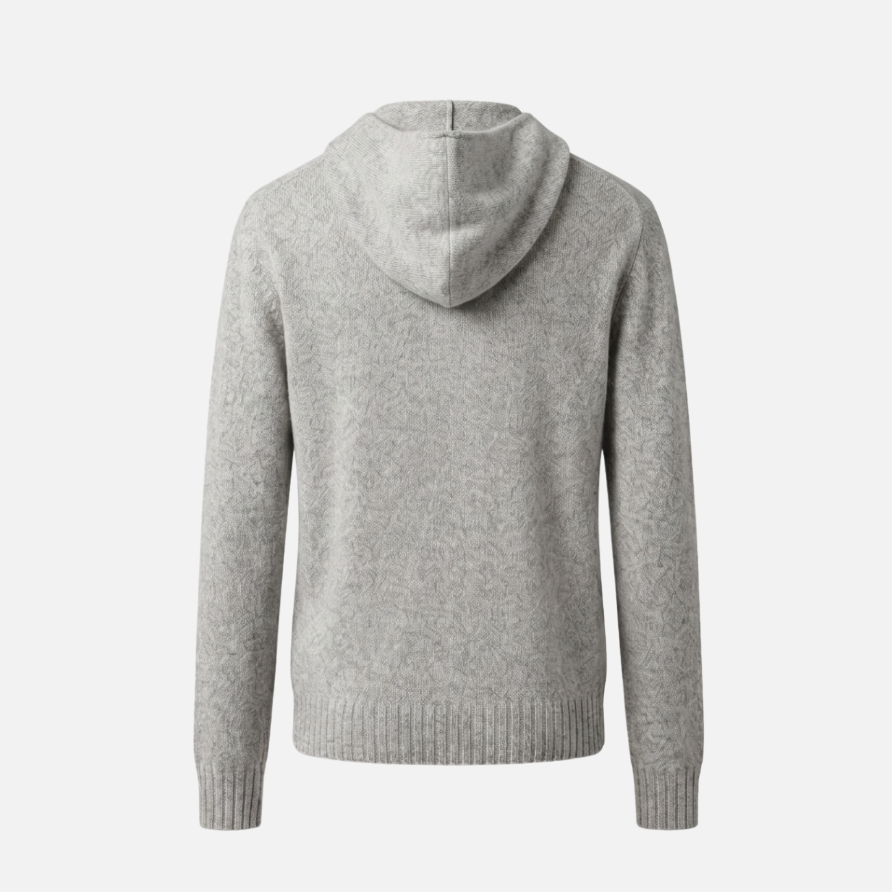 WOOL KNIT HOODIE - GREY/MILK