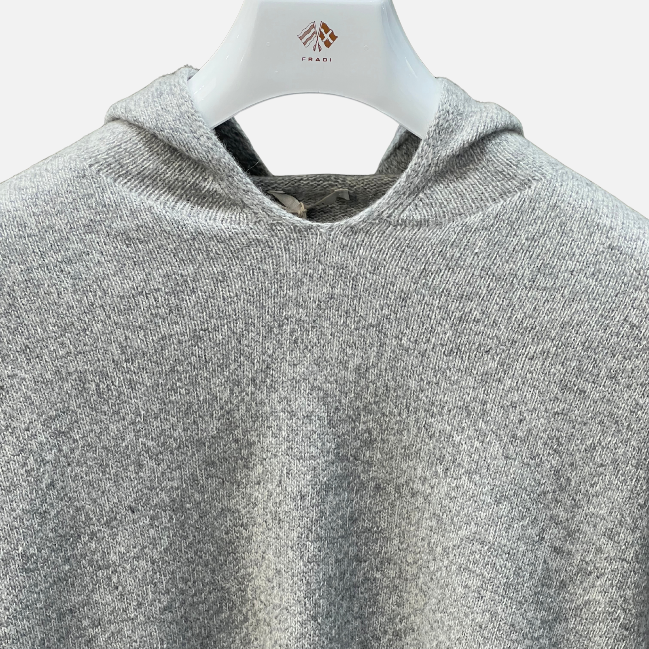 WOOL KNIT HOODIE - GREY/MILK