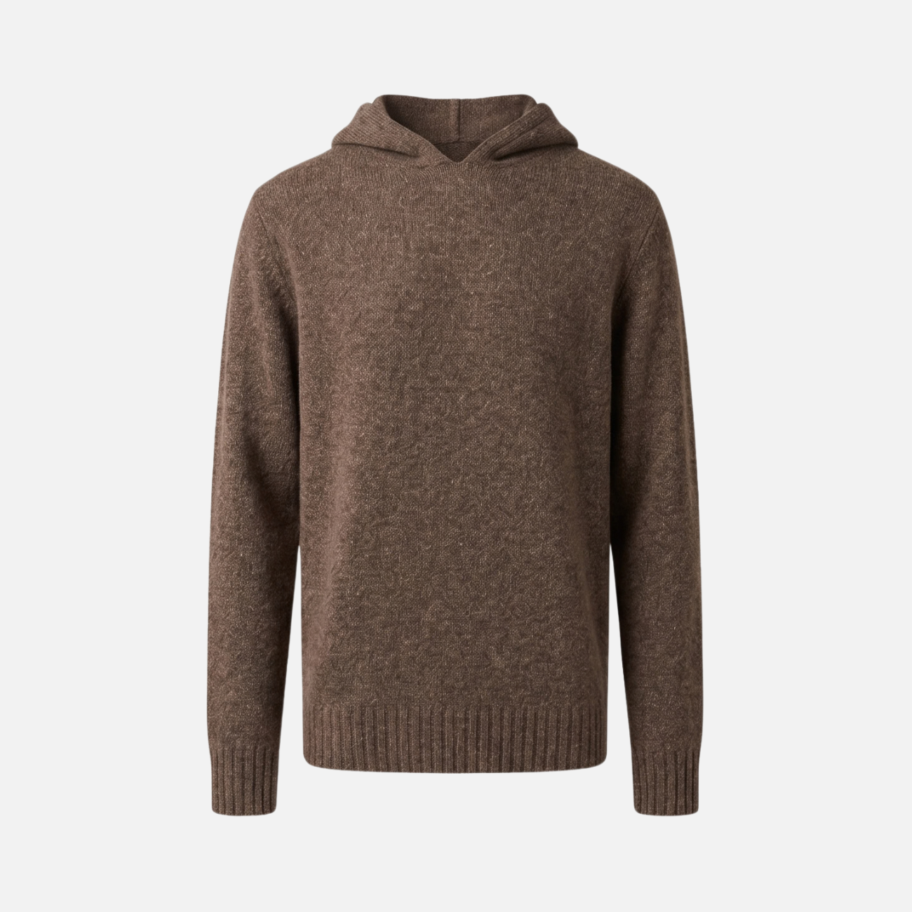 WOOL KNIT HOODIE - TOBACCO GREY