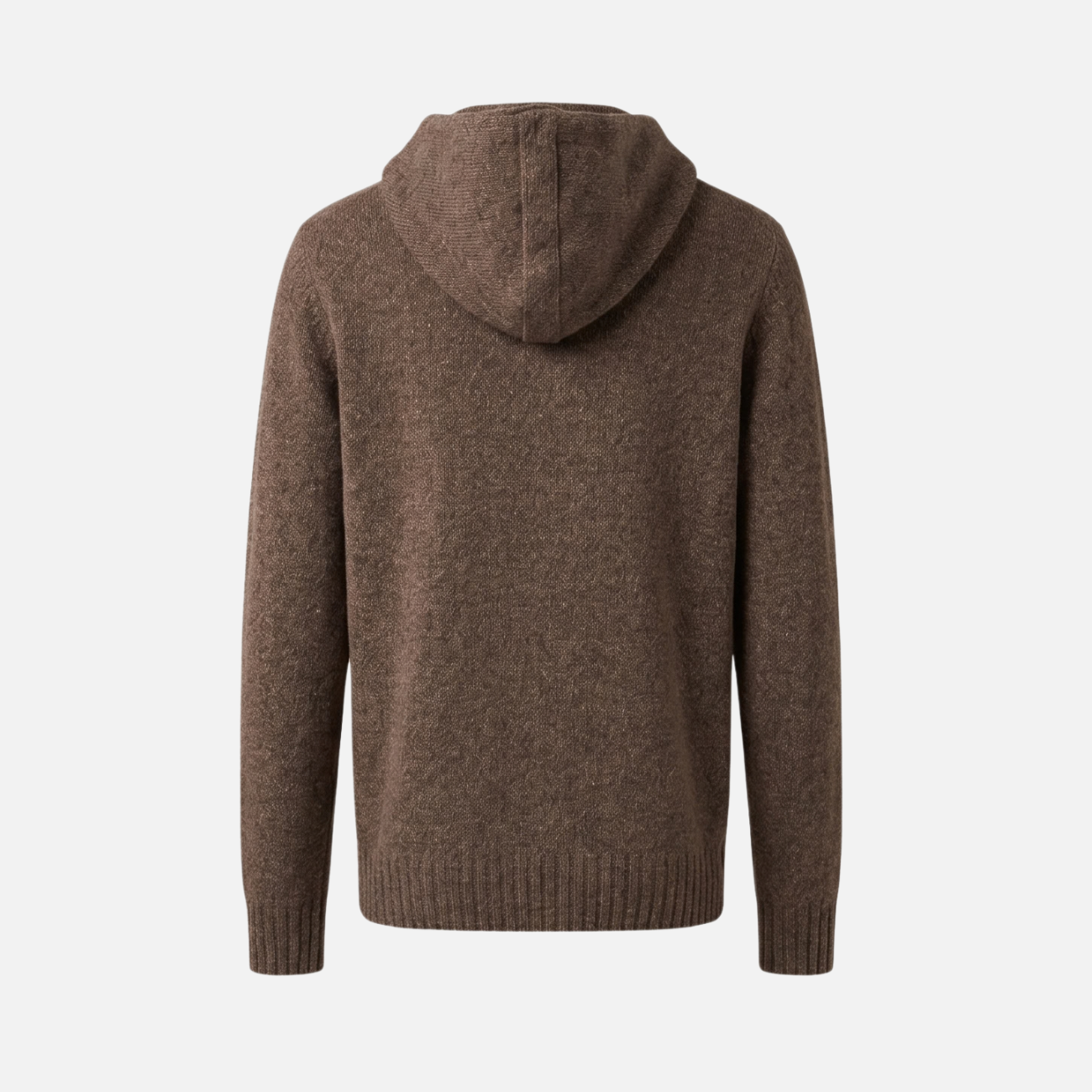 WOOL KNIT HOODIE - TOBACCO GREY