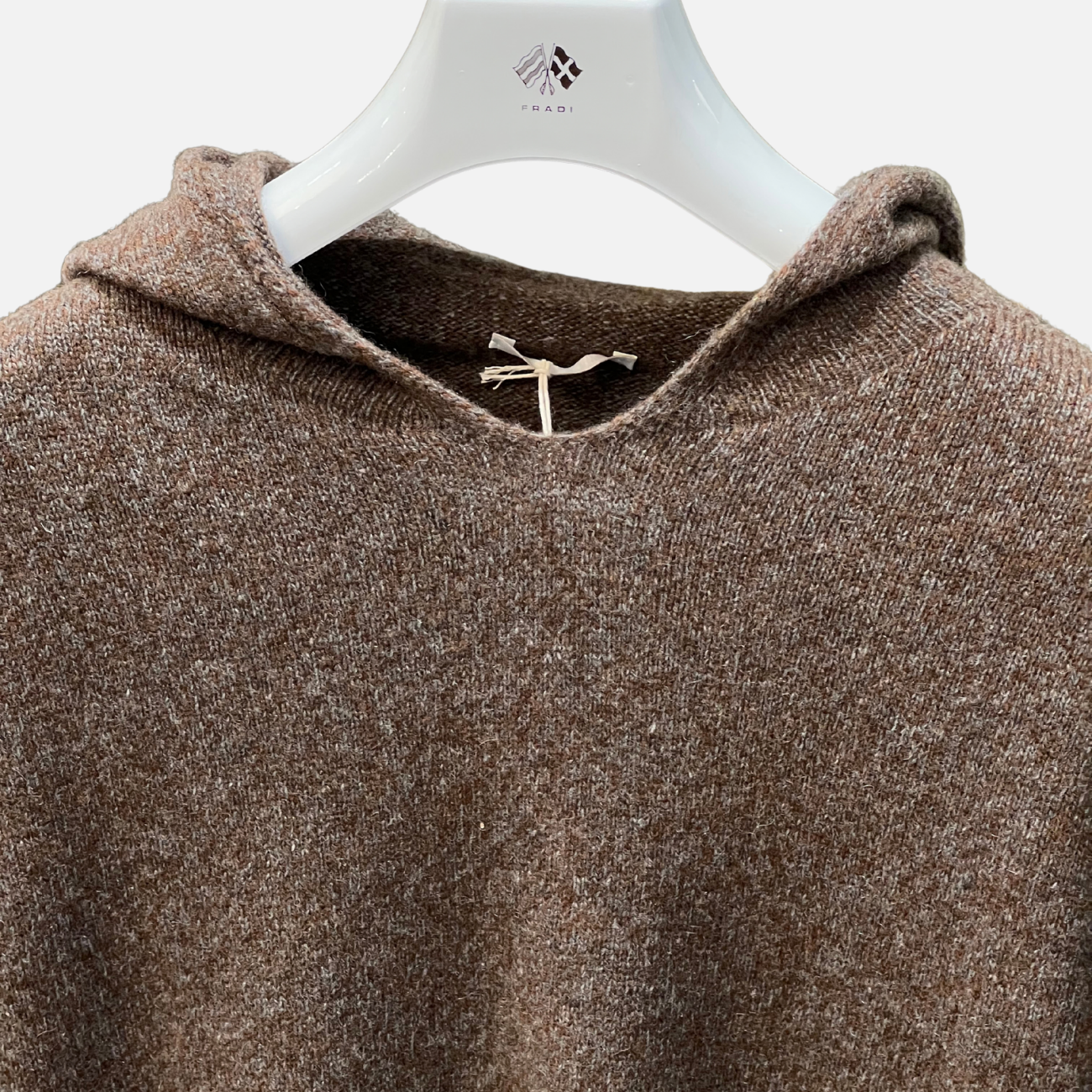 WOOL KNIT HOODIE - TOBACCO GREY