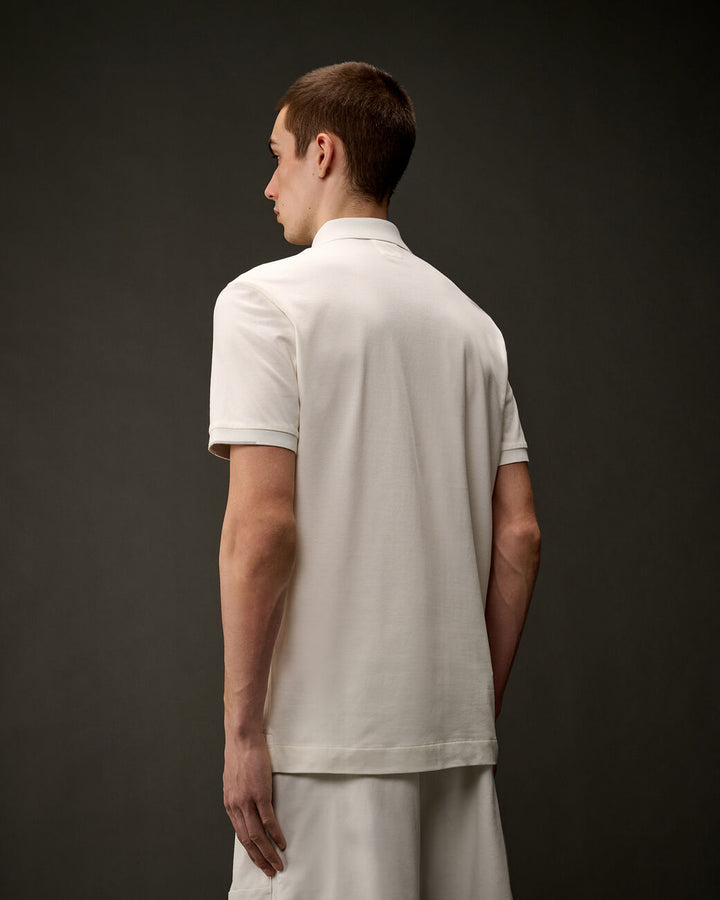 The metropolis series stretch piquet polo - Gauze white