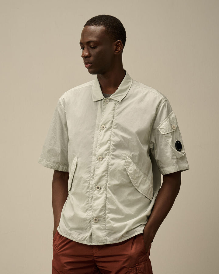 Chrome-R Short Sleeve Overshirt - Blue fox-grey