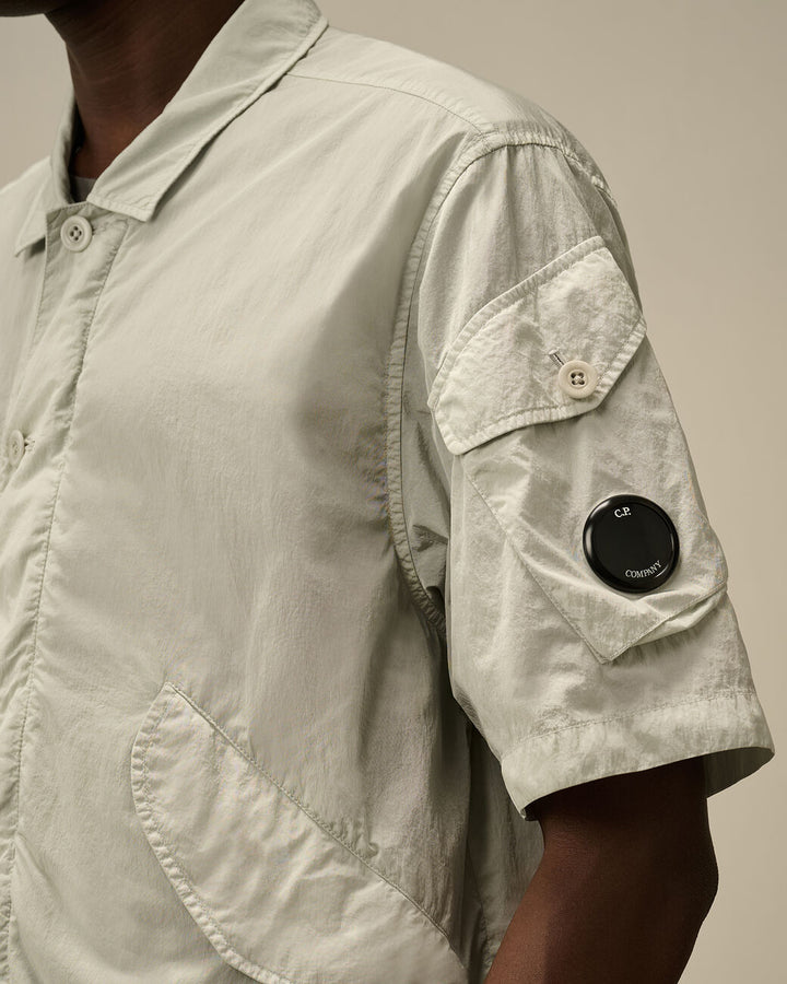 Chrome-R Short Sleeve Overshirt - Blue fox-grey