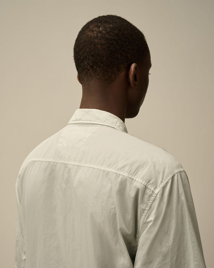 Chrome-R Short Sleeve Overshirt - Blue fox-grey