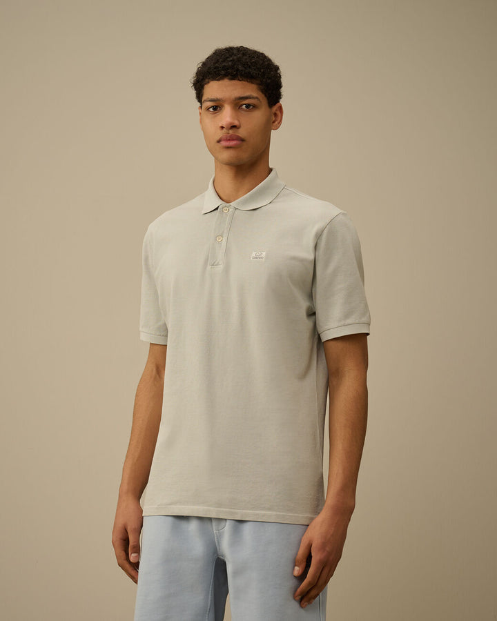 24/1 Piquet Logo Polo - Blue fox grey