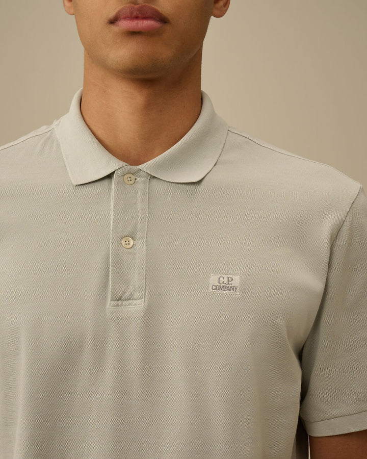 24/1 Piquet Logo Polo - Blue fox grey
