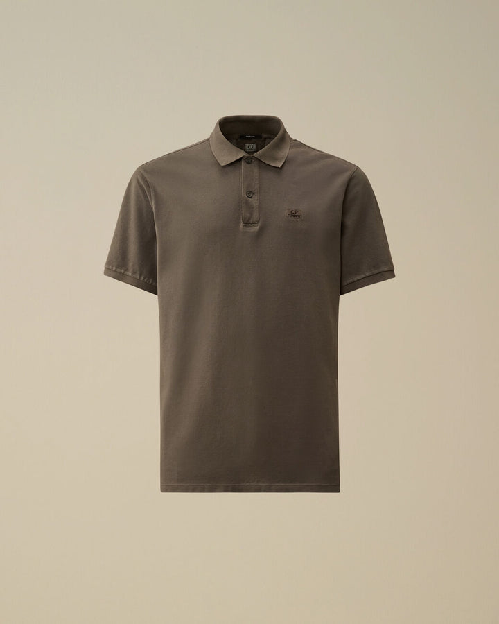 24/1 Piquet Logo Polo - Smoked pearl