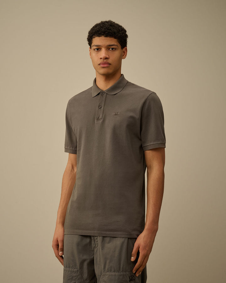 24/1 Piquet Logo Polo - Smoked pearl
