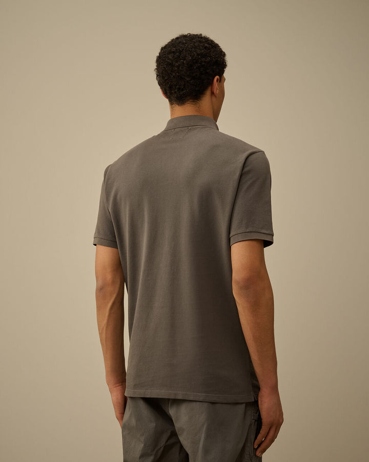 24/1 Piquet Logo Polo - Smoked pearl