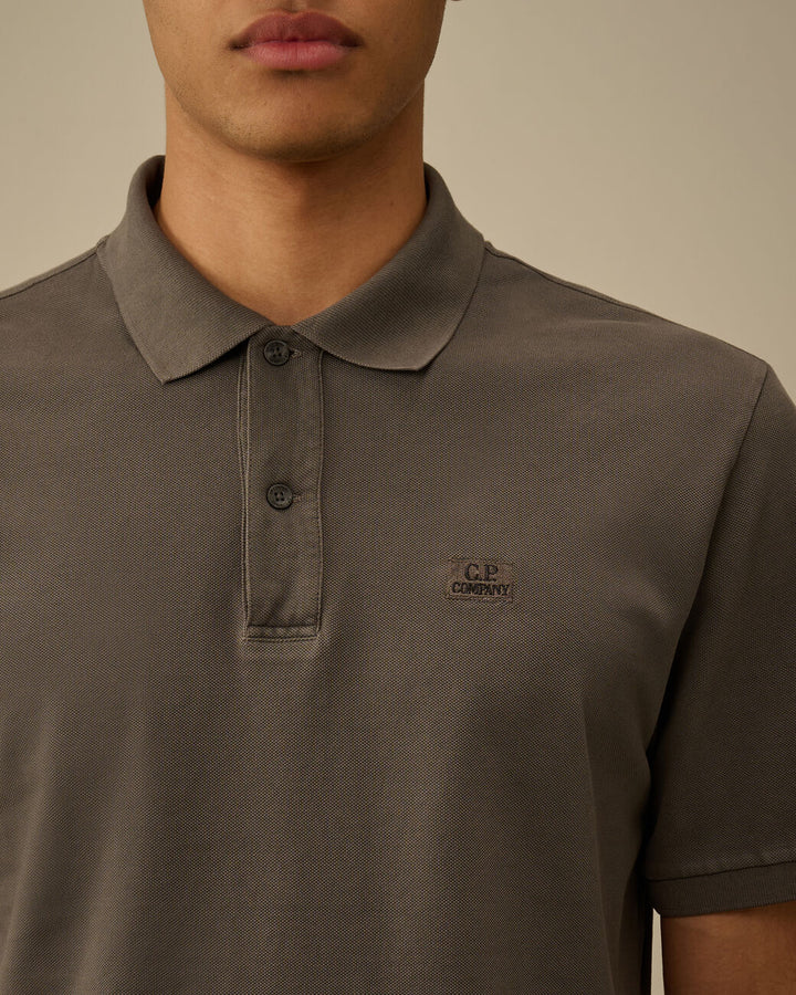 24/1 Piquet Logo Polo - Smoked pearl