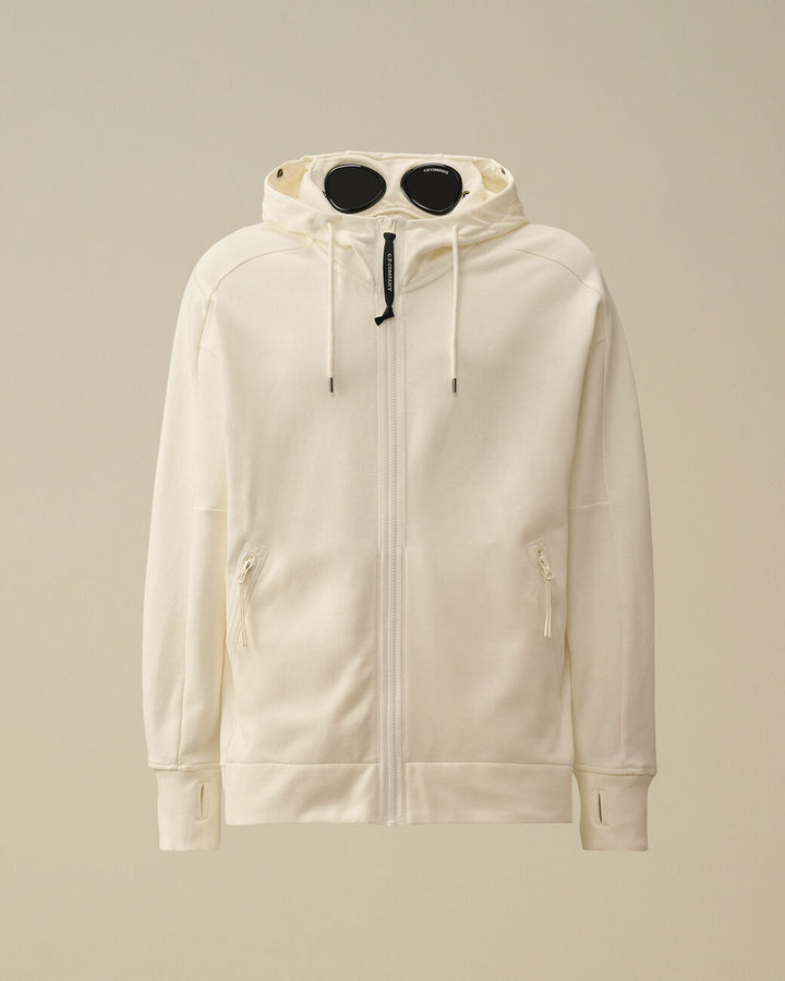 Diagonal Raised Fleece Goggle Hooded Sweatshirt - Gauze white