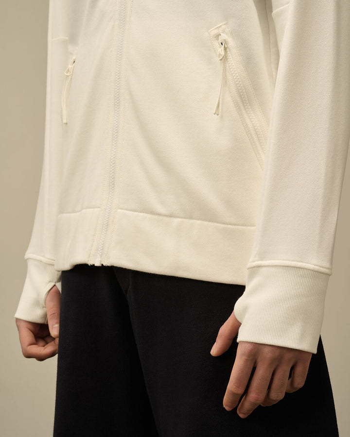 Diagonal Raised Fleece Goggle Hooded Sweatshirt - Gauze white