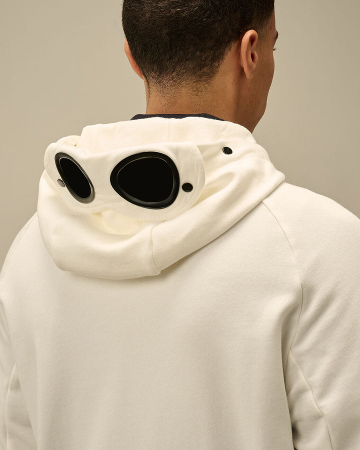 Diagonal Raised Fleece Goggle Hooded Sweatshirt - Gauze white