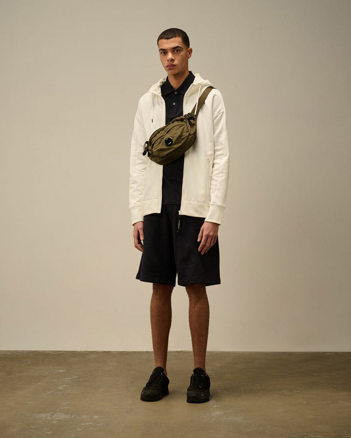 Diagonal Raised Fleece Goggle Hooded Sweatshirt - Gauze white