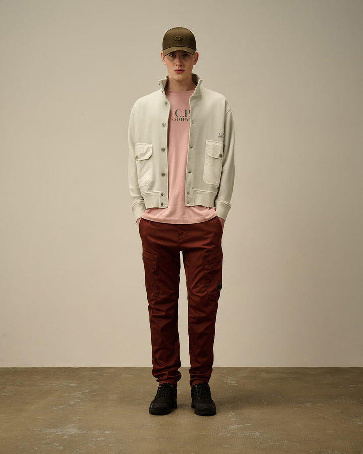 Cotton Diagonal Fleece Resist Dyed Button Sweatshirt - Blue fox grey