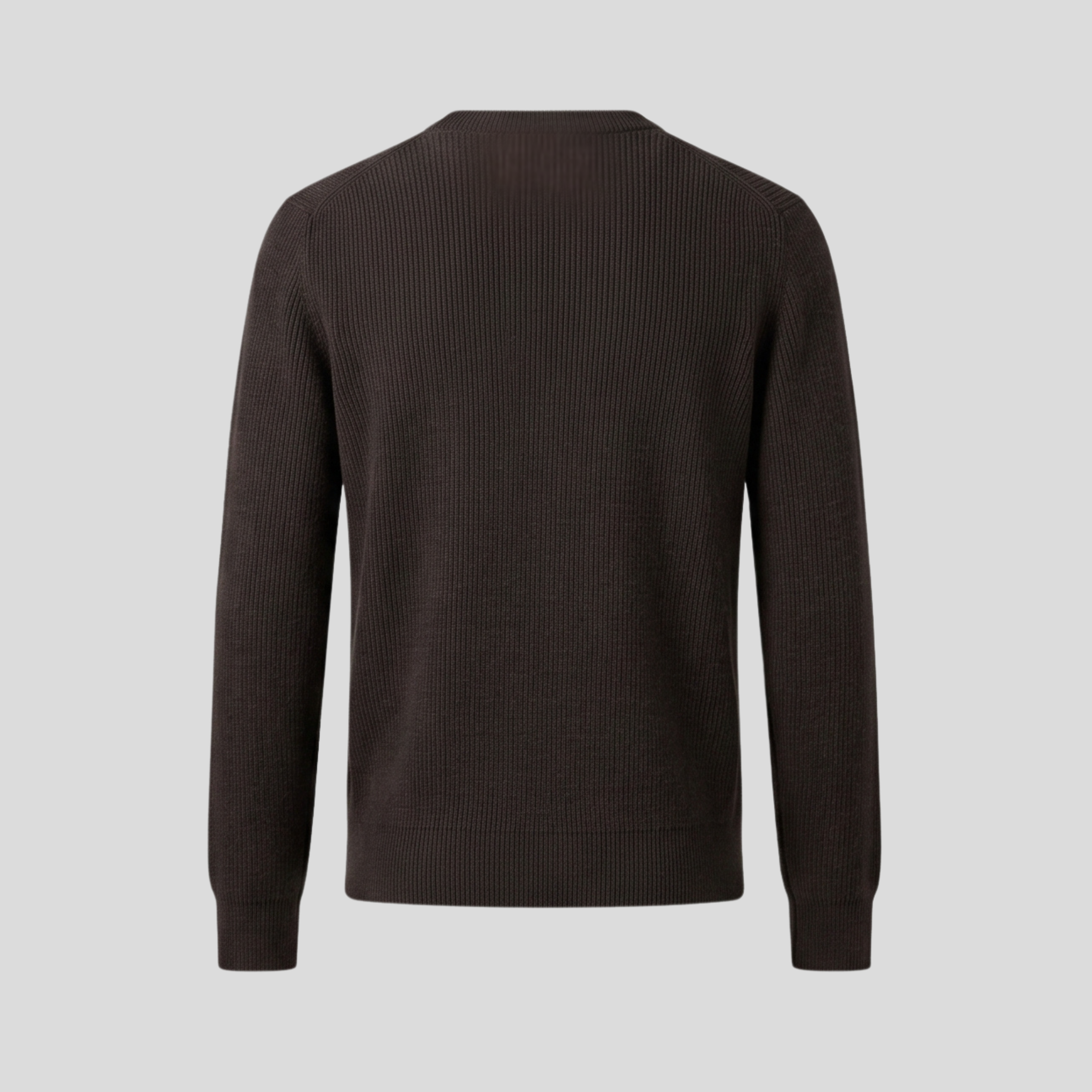CREW NECK C/POCKET SWEATER - DARK BROWN