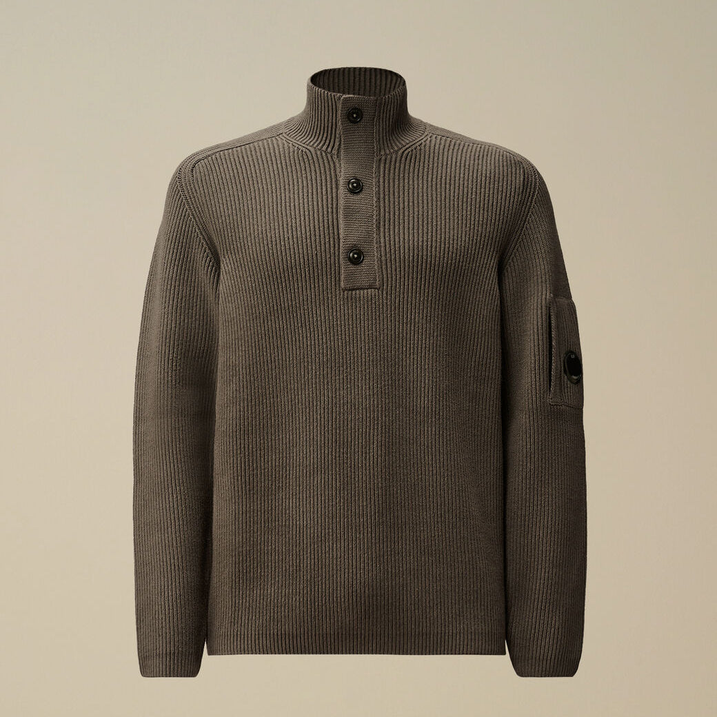 RIB HALF BUTTON SWEATER – MENS