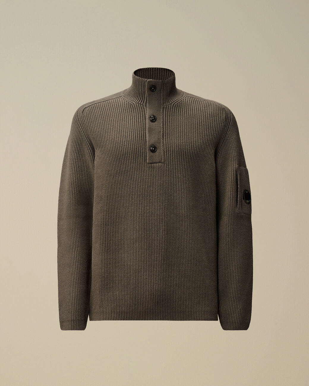 RIB HALF BUTTON SWEATER