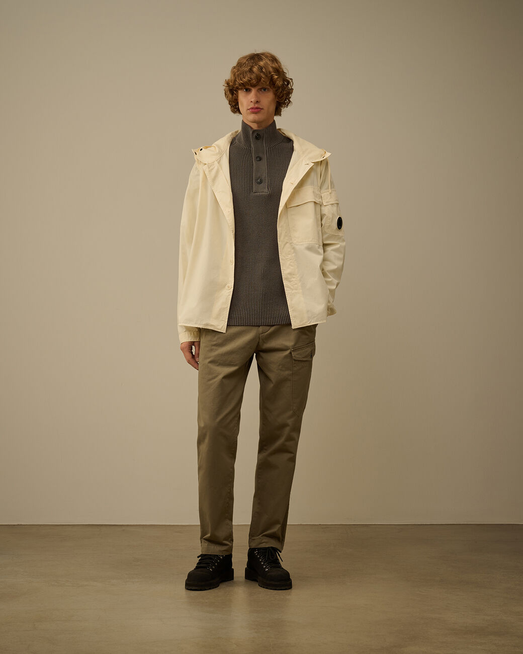 RIB HALF BUTTON SWEATER