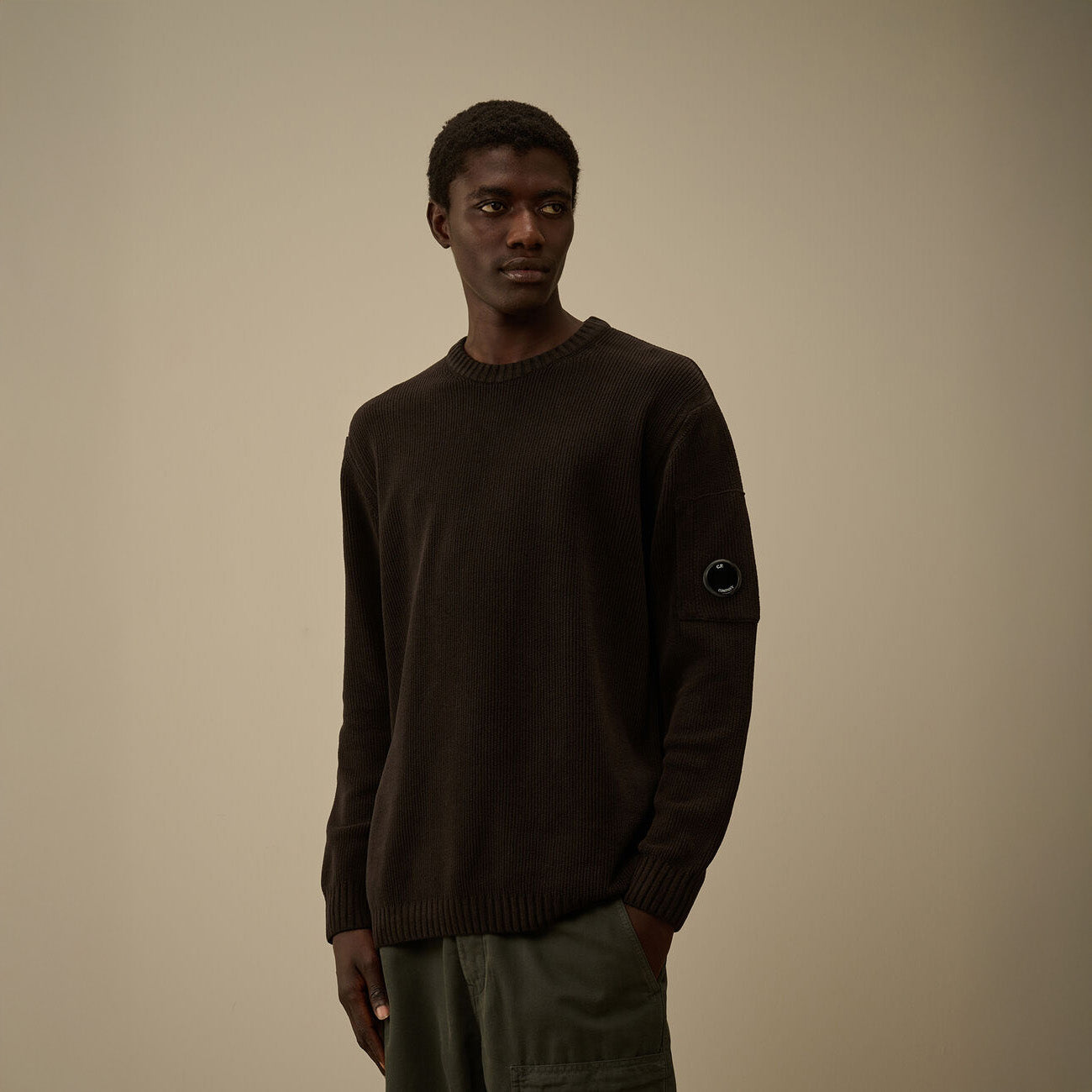 CHENILLE CREWNECK SWEATER - BLACK