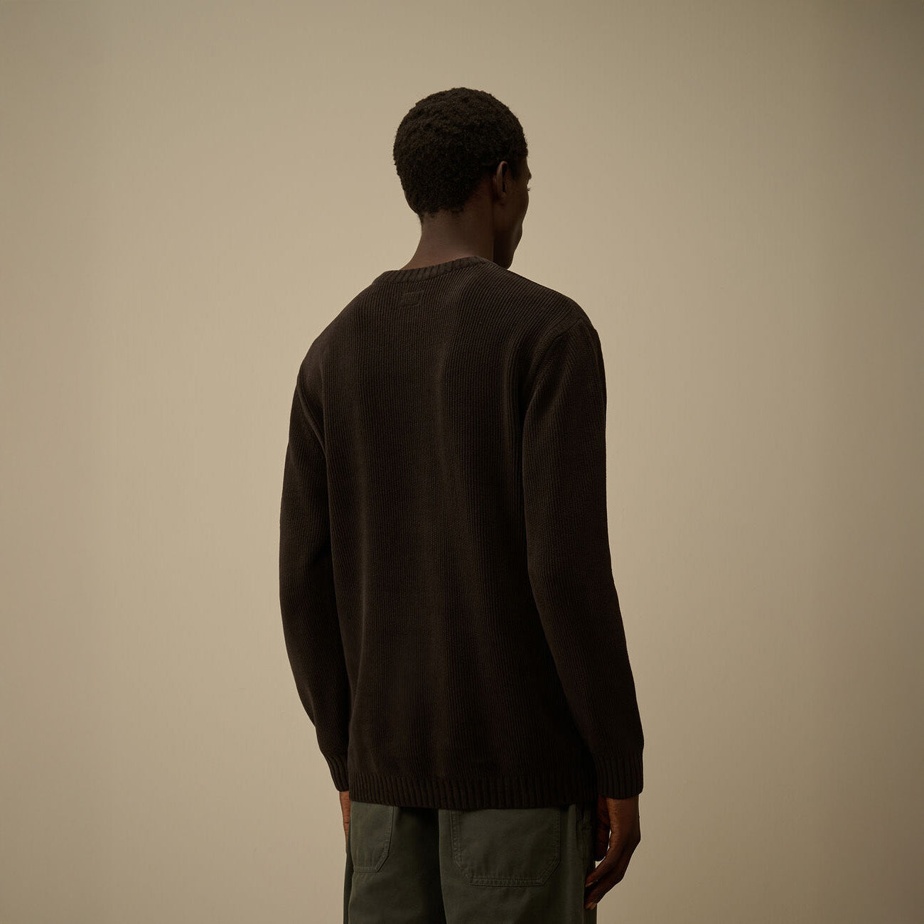 CHENILLE CREWNECK SWEATER - BLACK