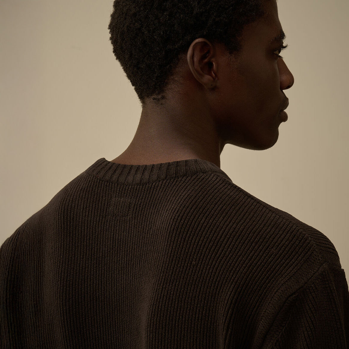 CHENILLE CREWNECK SWEATER - BLACK