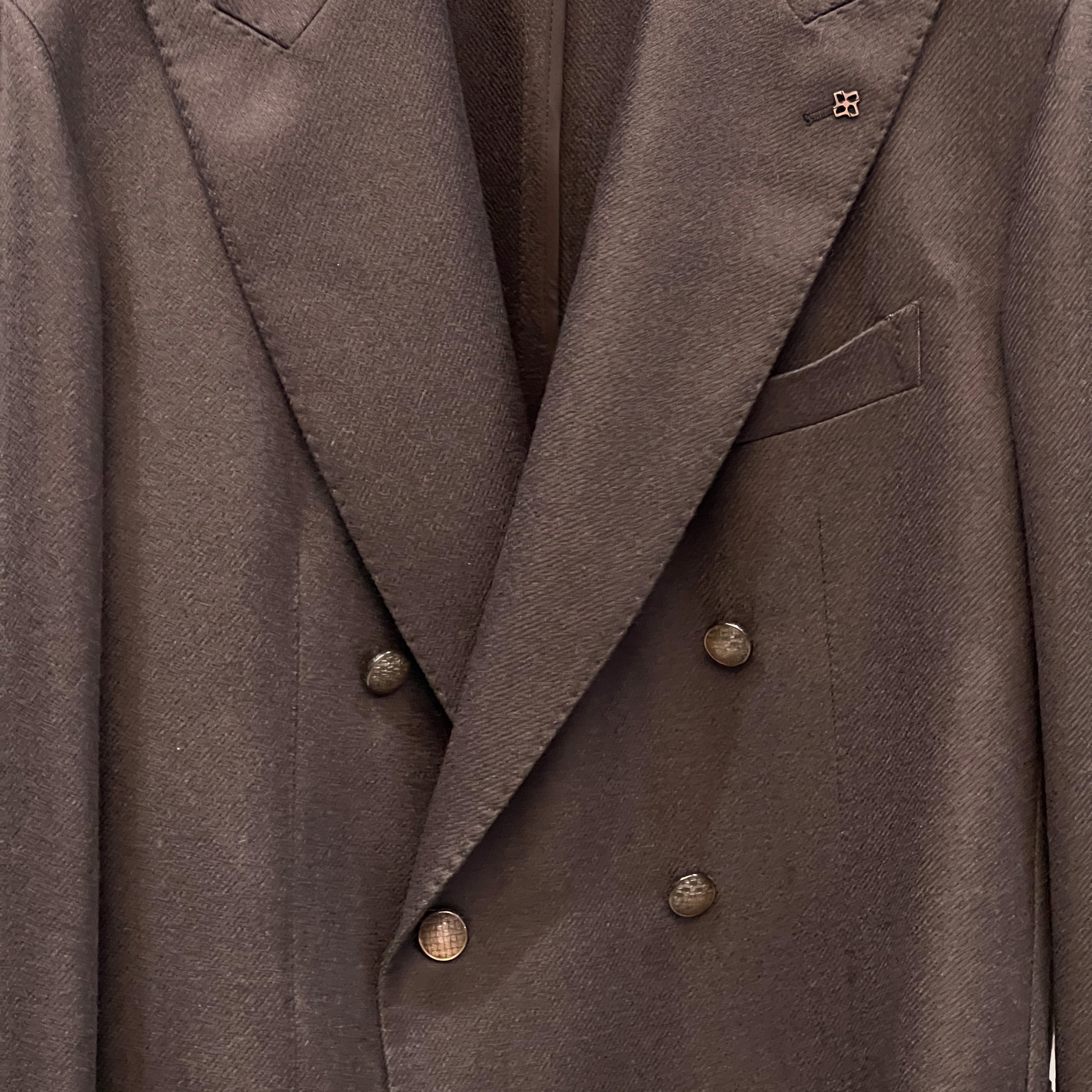 DOUBLE BREASTED WOOL BLAZER - BROWN