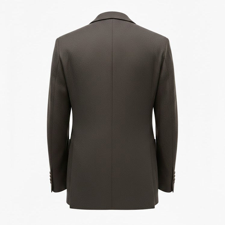 DOUBLE BREASTED WOOL BLAZER - BROWN