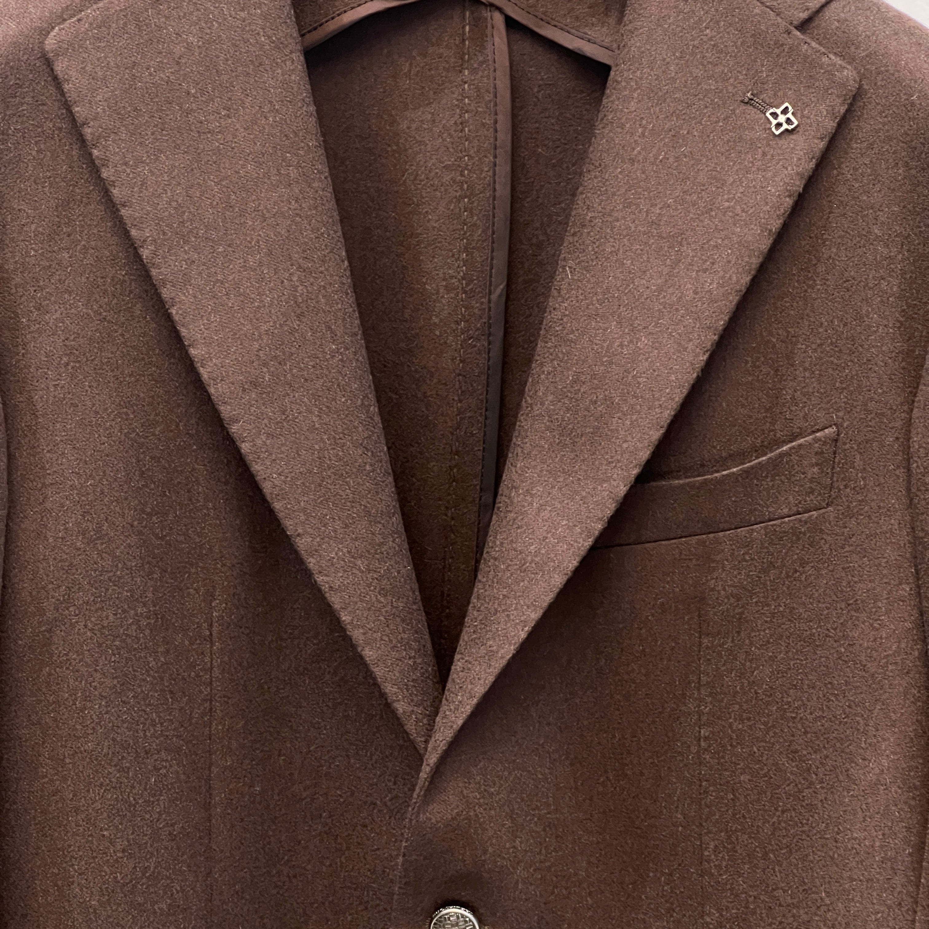 SINGLE BREASTED BLAZER - BROWN