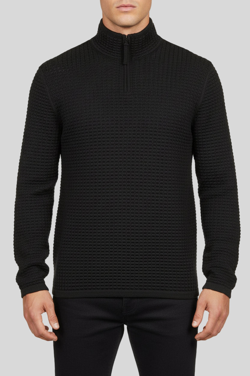 HANNES ROETHER WOOL CREW NECK SWEATER - BLACK