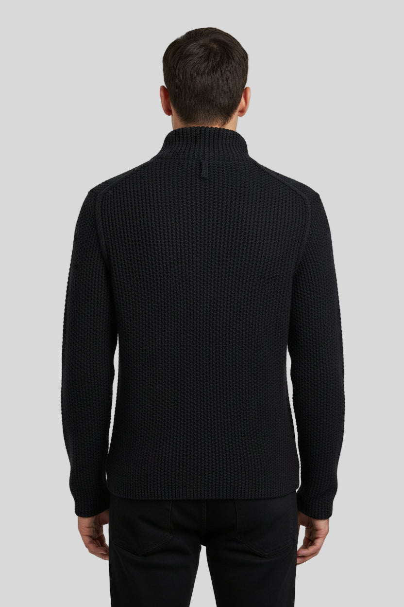 HANNES ROETHER WOOL CREW NECK SWEATER - BLACK