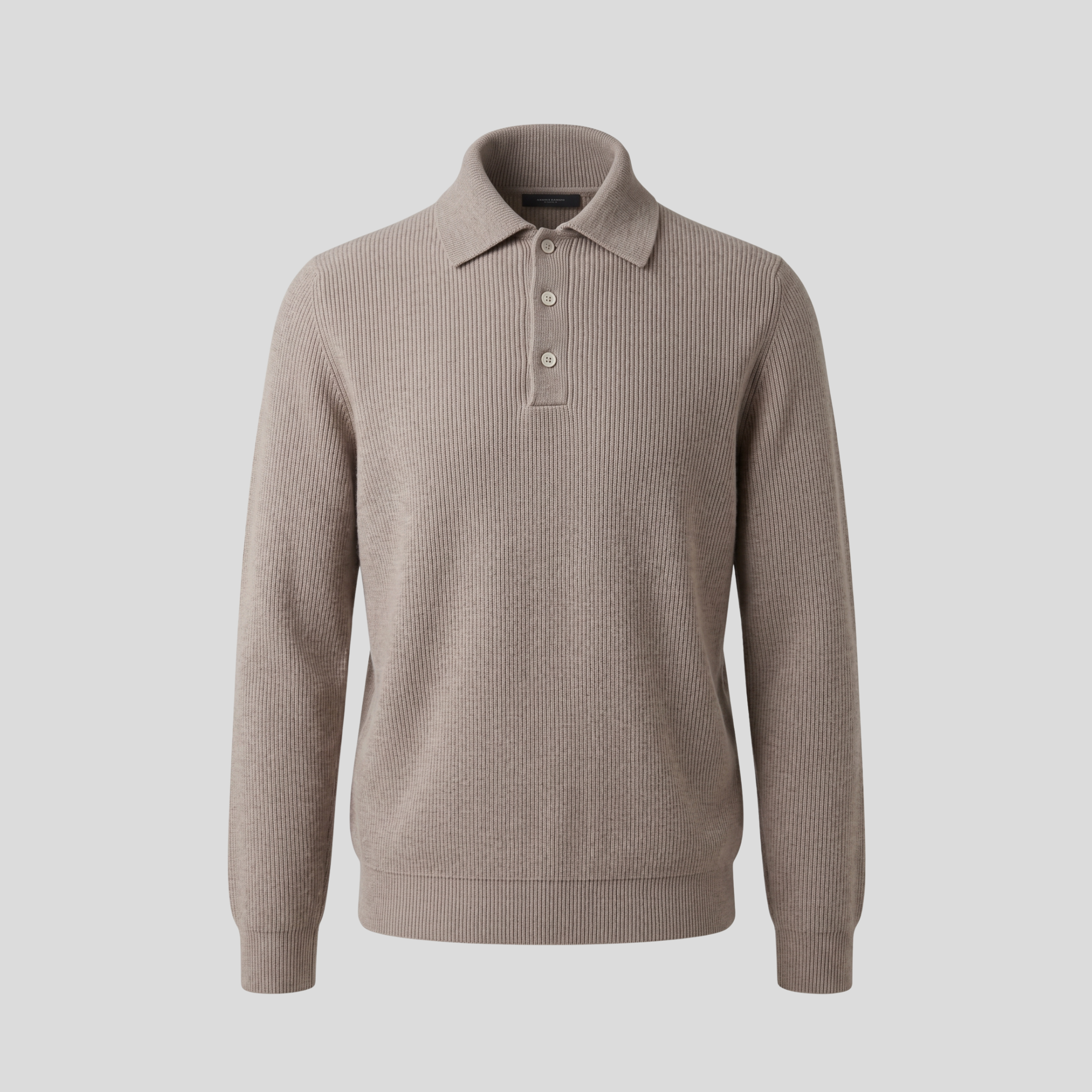 RIBBED POLO SWEATER - GREIGE