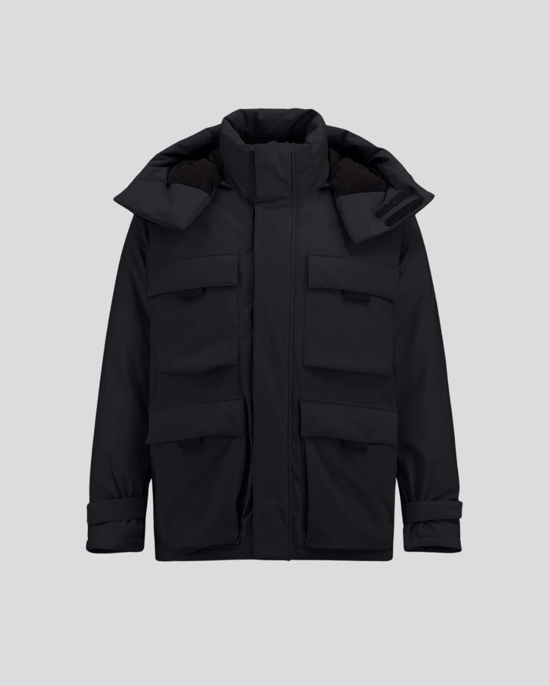 SHORT PARKA IN STRETCH DOWN - BLACK