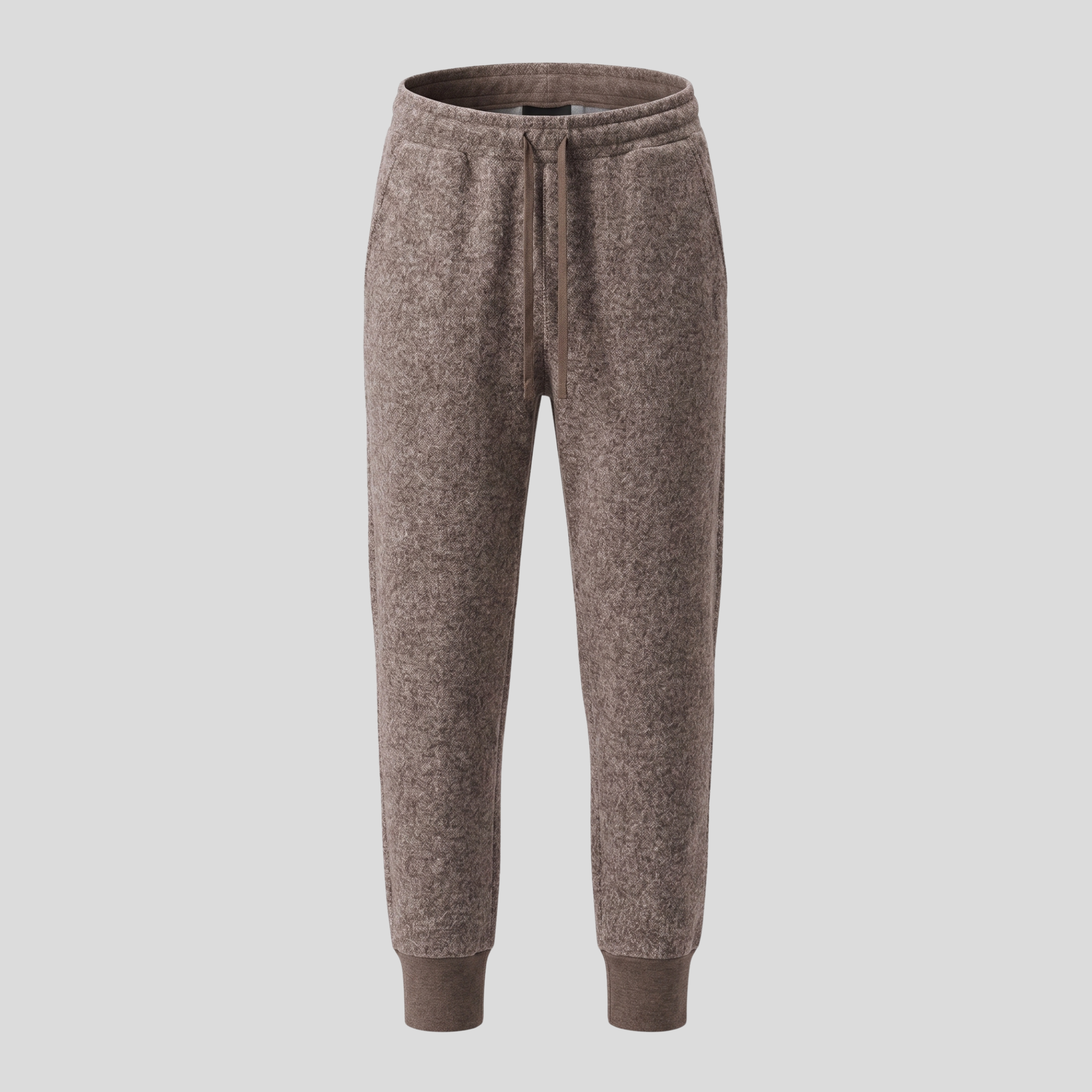 WOOL BLEND RELAX FIT PANTS - DARK BROWN