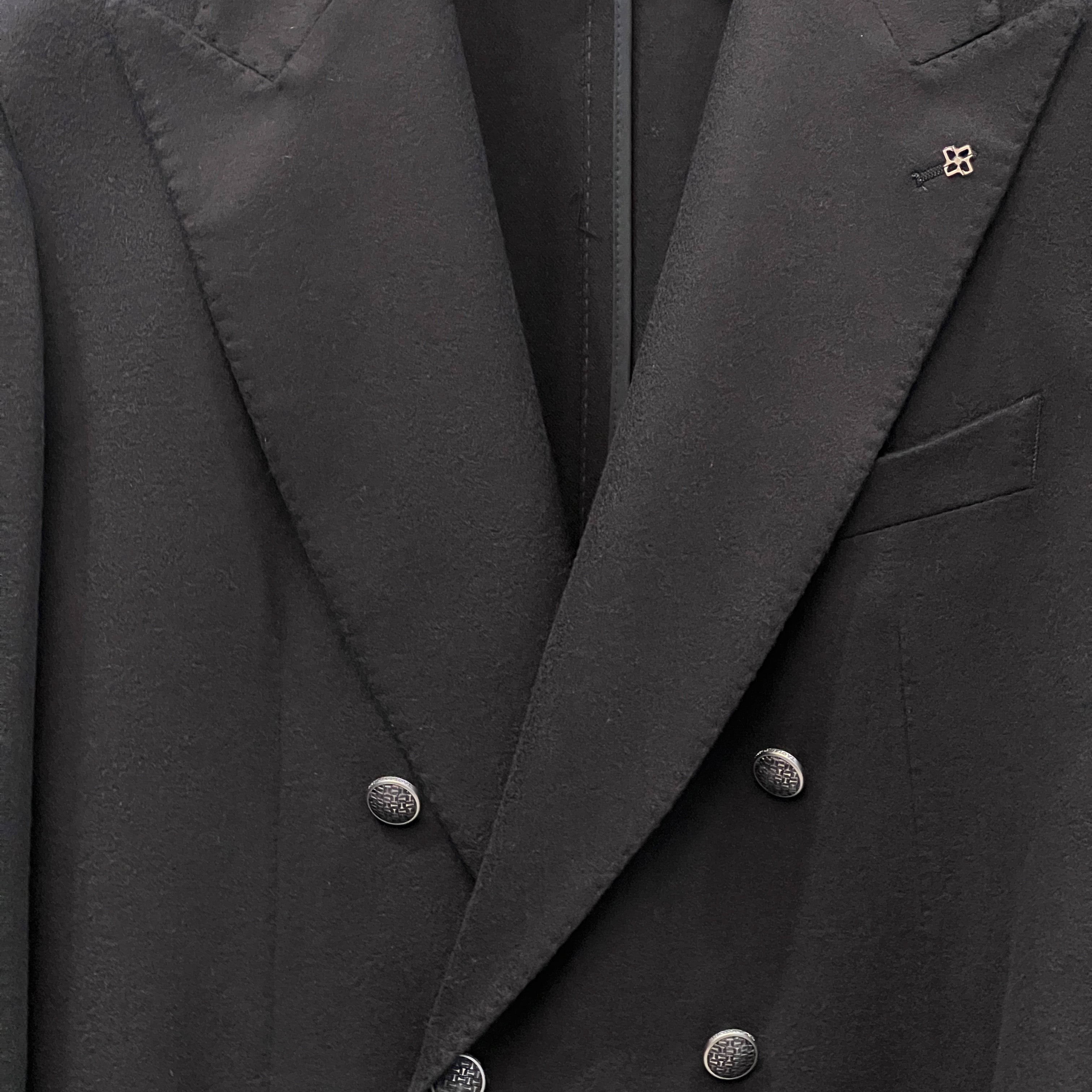 DOUBLE BREASTED BLEND BLAZER - DARK NAVY