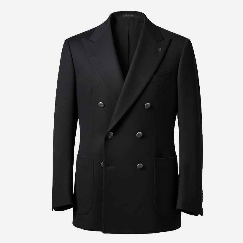 DOUBLE BREASTED BLEND BLAZER - DARK NAVY