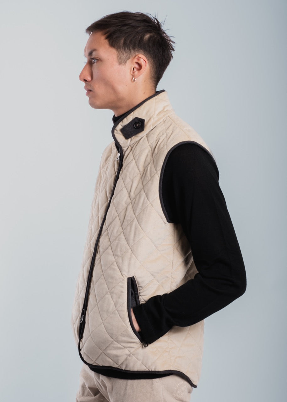 THEO QUILTED WOOL VEST - Cream