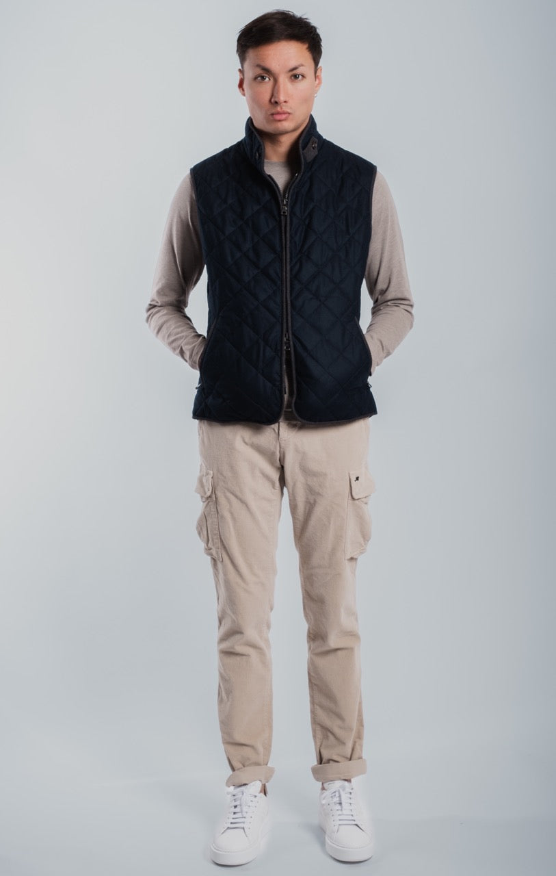 THEO QUILTED WOOL VEST - Navy